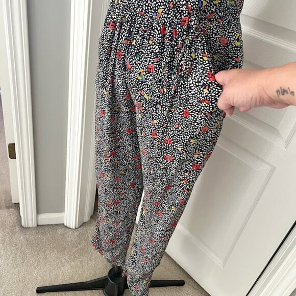 Anthropologie Elevenses Peonia Floral Lightweight Straight Leg Romper Jumpsuit - Picture 5 of 14